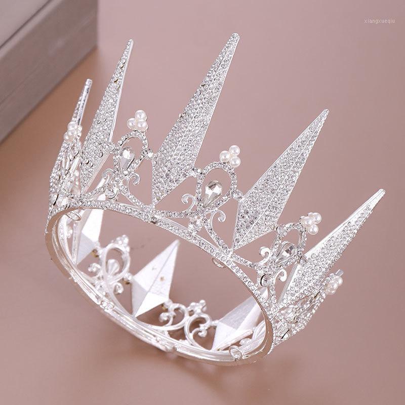 

Hair Clips & Barrettes Big Full Round Crowns Rhinestone Crystal Pearls Circle Tiaras Wedding Bridal Queen Princess Accessories Jewelry MAEA9, Golden;silver