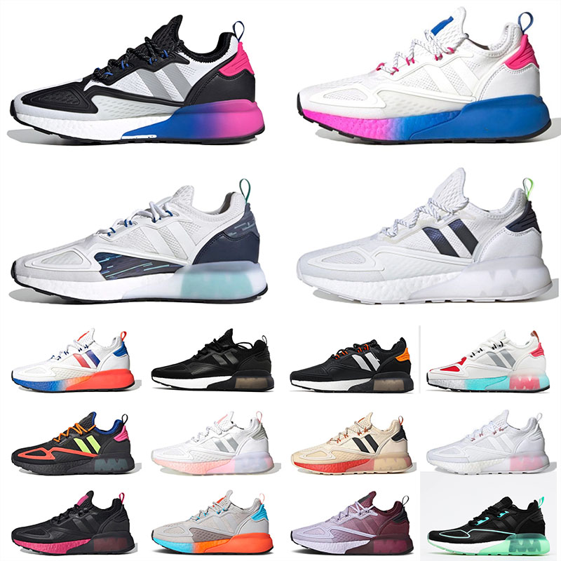 

ZX 2K Boosts Running Shoes For Men Women White Metallic Silver Grey Signal Cyan Black Halo Purple Tint Gradient Fade Sports Sneakers Trainers Outdoor Jogging Walking, #2 36-45