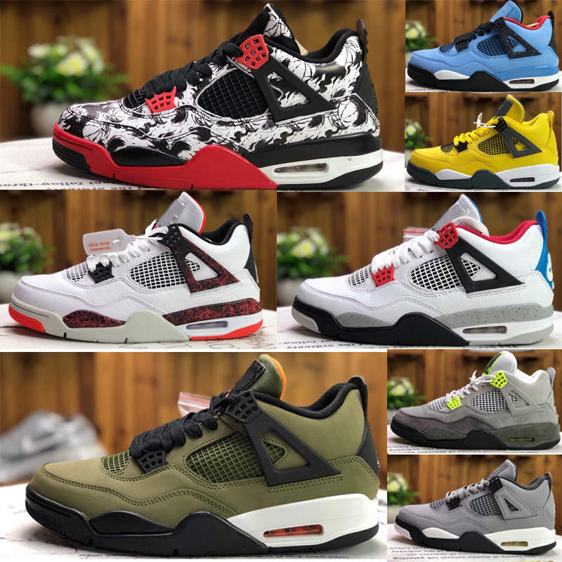 

2021 basketball shoes university blue 4 4s white oreo sail jumpman bred taupe haze neon mens womens trainers sneakers size 36-45