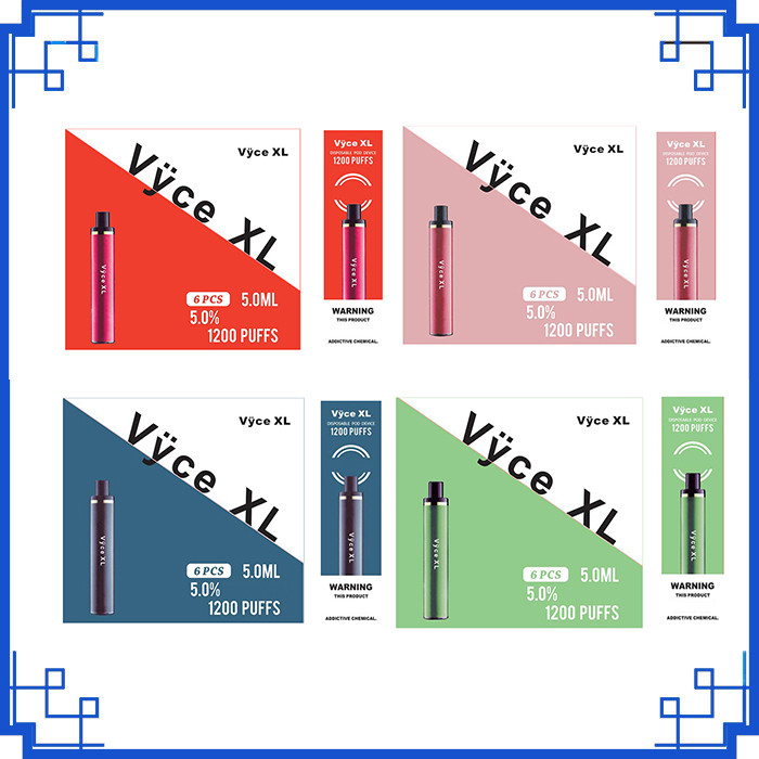 

2021 Vyce xl 1200Puffs Disposable Device e cigarette Starter Kits Vape Pen Cartridges 5ml 950mAh Battery Vaporizer Empty Pods vs puff plus air bar lux