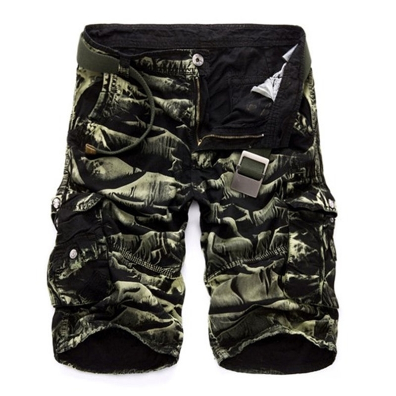 

Mens Military Cargo Shorts Brand Army Camouflage Men Cotton Loose Work Casual Short Pants No Belt 210716, Dark blue