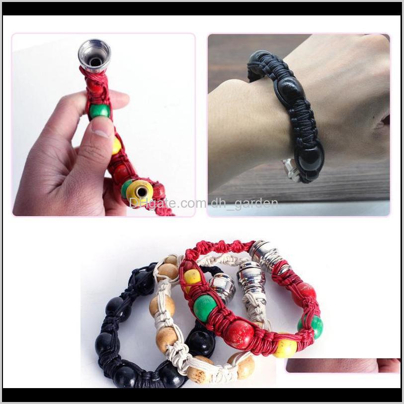 

Pipes Accessories Household Sundries Home Garden Drop Delivery 2021 Portable Metal Bracelet Smoke Smoking Jamaica Rasta Pipe 3 Colors Gift Fo