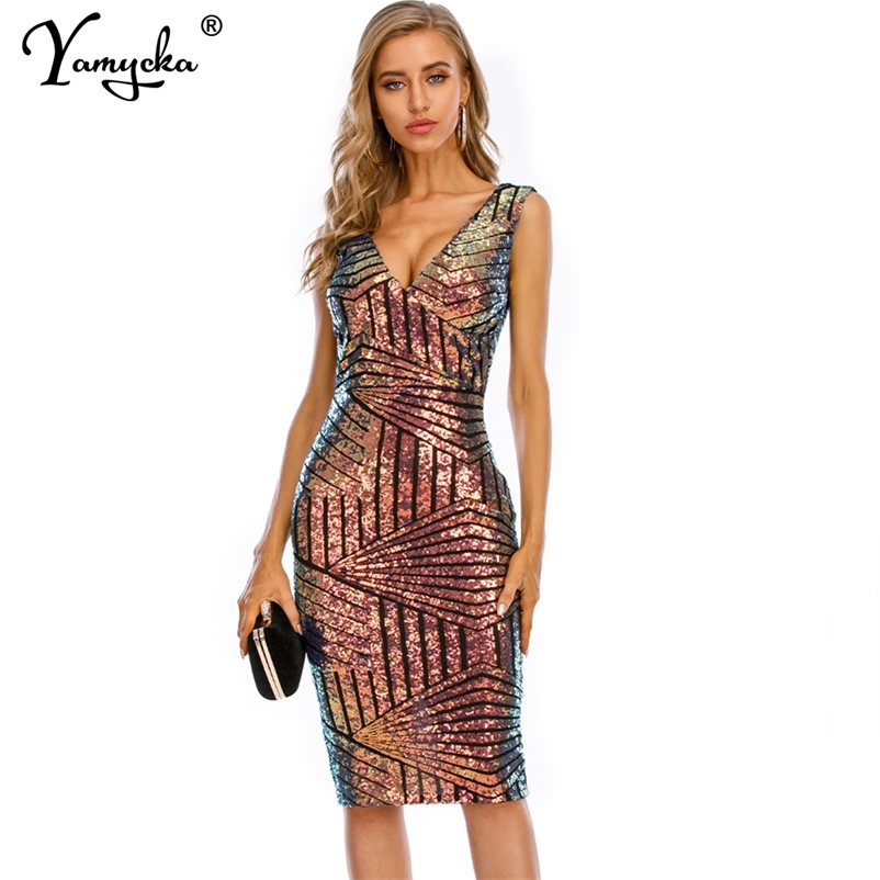 

Sexy Vintage Sequins club outfits summer dress women elegant bodycon plus size woman dress Party dresses clothes vestidos 210331, Photo color