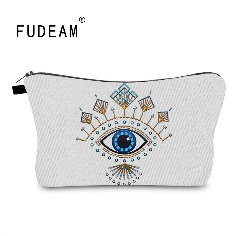 

FUDEAM Turkish Blue Evil Eye Portable Women Travel Storage Toiletry Organize Cosmetic Waterproof Female Lucky MakeUp Bag