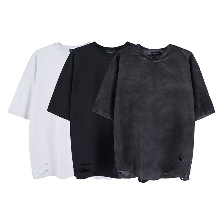 

2021 3Colors Cotton T-shirt Hip Hop Short Sleeve Solid Tee Summer Streetwear, White;black