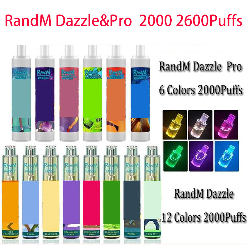 

100%Original RandM Dazzle Pro cigarettes Disposable Device Kit 6ml Pods 2000 2600Puffs 1100mAh Battery Vape Pen VS Puff bars Bang XXL
