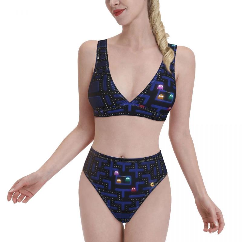 

Women' Swimwear Bikini Retro Game Exotic 2021 Women Swimsuit High Waist Dress Sets Anime 80s Beach Wear, Print