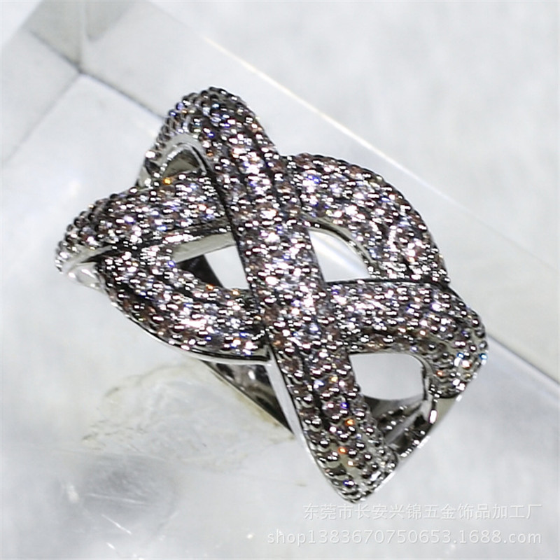 

Vintage Cross Diamond Ring 925 sterling silver Jewelry Pave Topaz Engagement Wedding band Rings for Women Bridal Party accessory