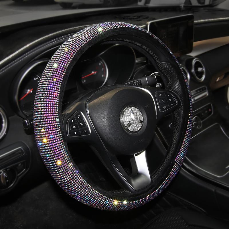 

Steering Wheel Covers Luxury Crystal Colorful Rhinestone Car Women Diamante Covered Steering-Wheel Case Interior Accessories