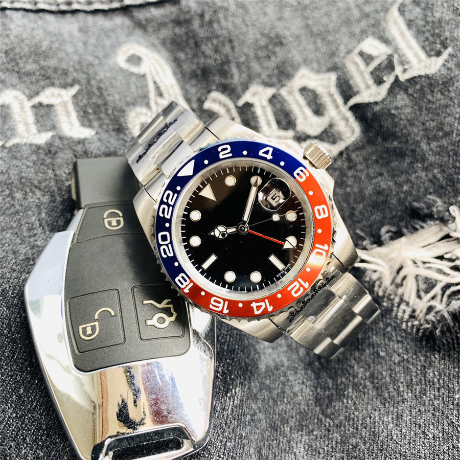 

Watch Men GMT-Master II Stainless Steel Strap Silver Automatic Movement Mechanical Cerachrom Mens Watches Master Male Wristwatch 40mm Sapphire Mirror