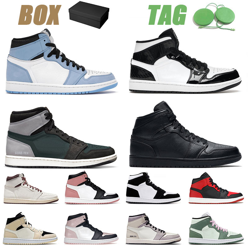 

New Arrival Jumpman 1 Basketball Shoes For Mens University Blue High OG Dark Mocha Mid Carbon Fiber Dutch Green Pink Men Women Sports Sneakers Trainers With Box, 36-46 airness