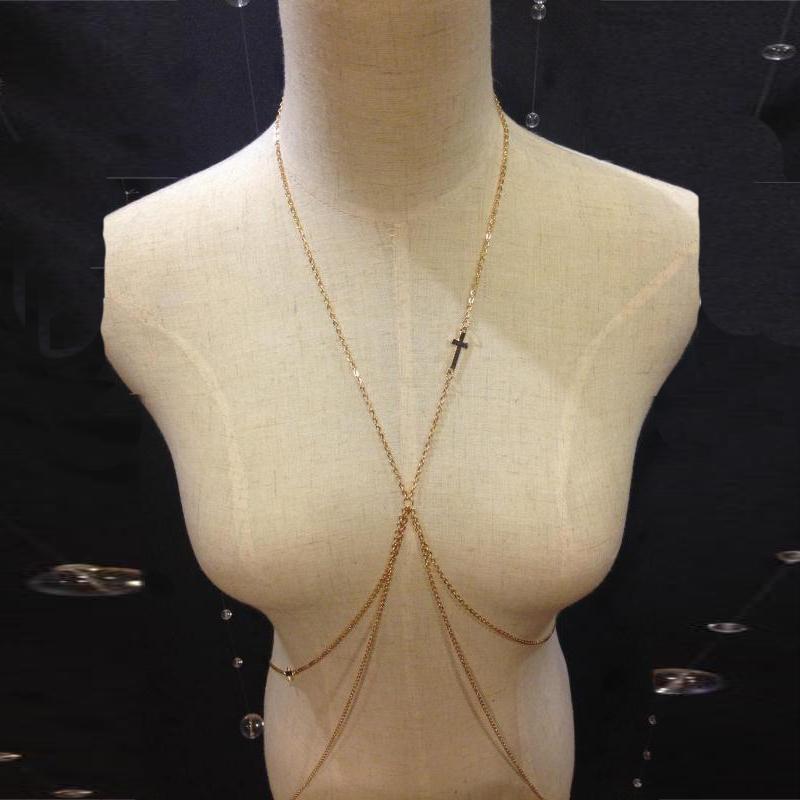 

Chains Adult Alloy Cross Body Chain Fashion Women Link Prom Party, Silver