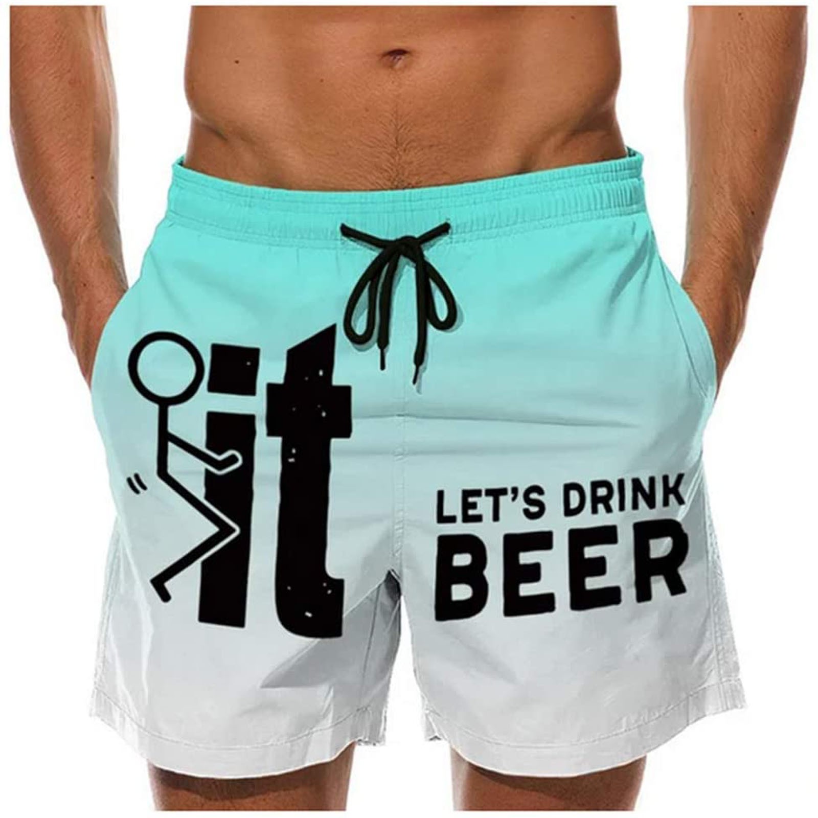 

Men' Board Shorts Slim Swim Shorts Printing Pockets Quick Dry Swimsuit Sports High Quality