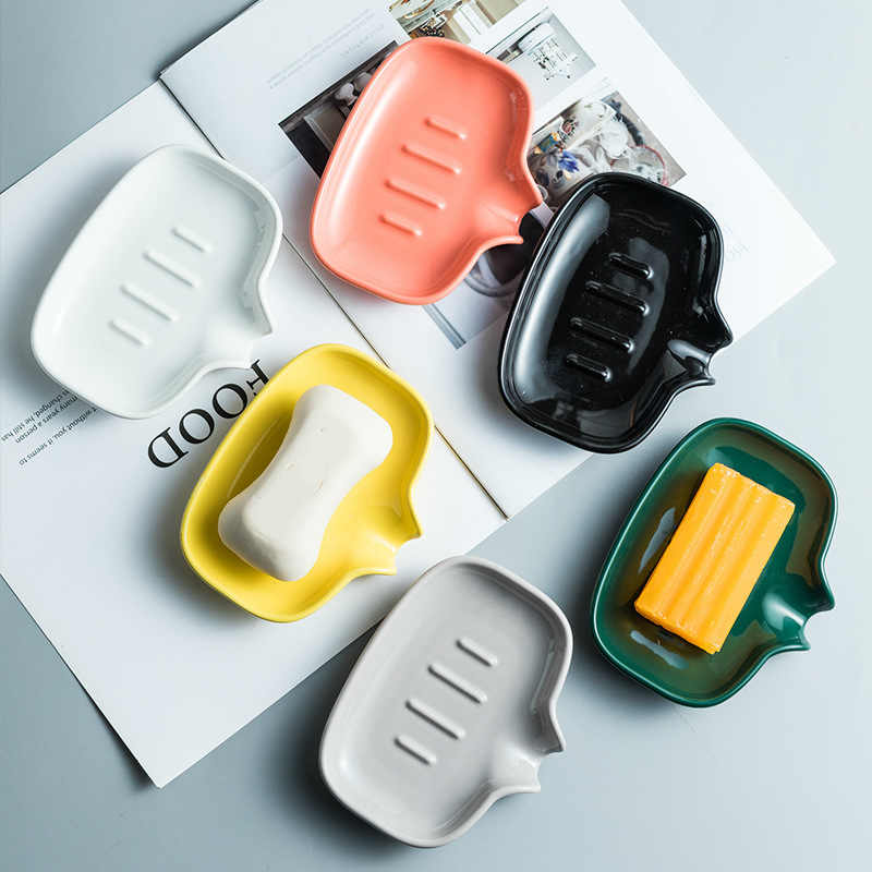 

Creative Fashion Soap Dish Hotel Bath Tools Colorful Ceramic Soaps Box Water Draining Rack for Bathroom