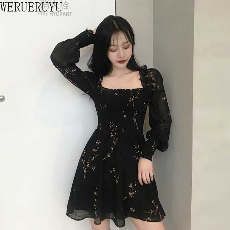 

WERUERUYU Sexy Floral Dress Women Elegant Women Long Sleeve Floral Dot Party Mini Dresses 210608, Photo color