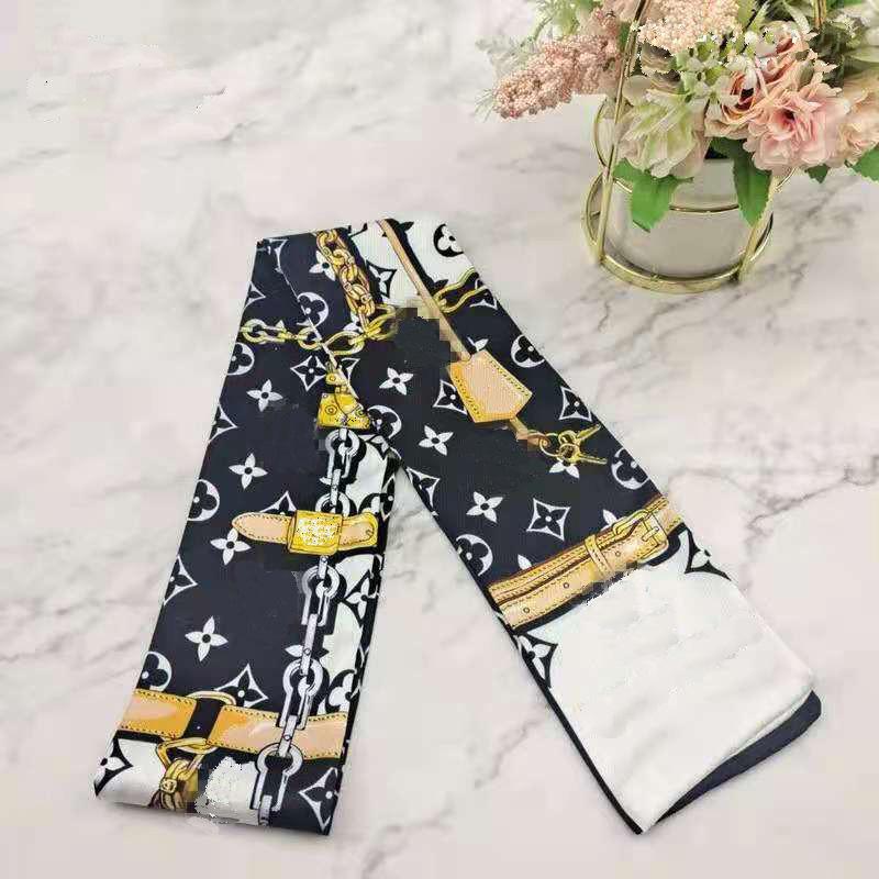 

2021 fashion silk scarf women's printing spring and summer luxury Ribbon Hair Band bandage neckerchief