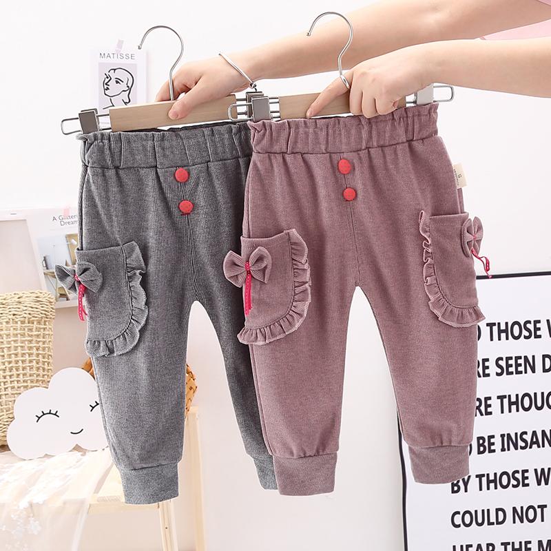 

Trousers IENENS Baby Girls Long Pants Loose Kids Clothes Spring Autumn Casual Big Pockets Bottoms Child Cotton Hare Pant, Blue
