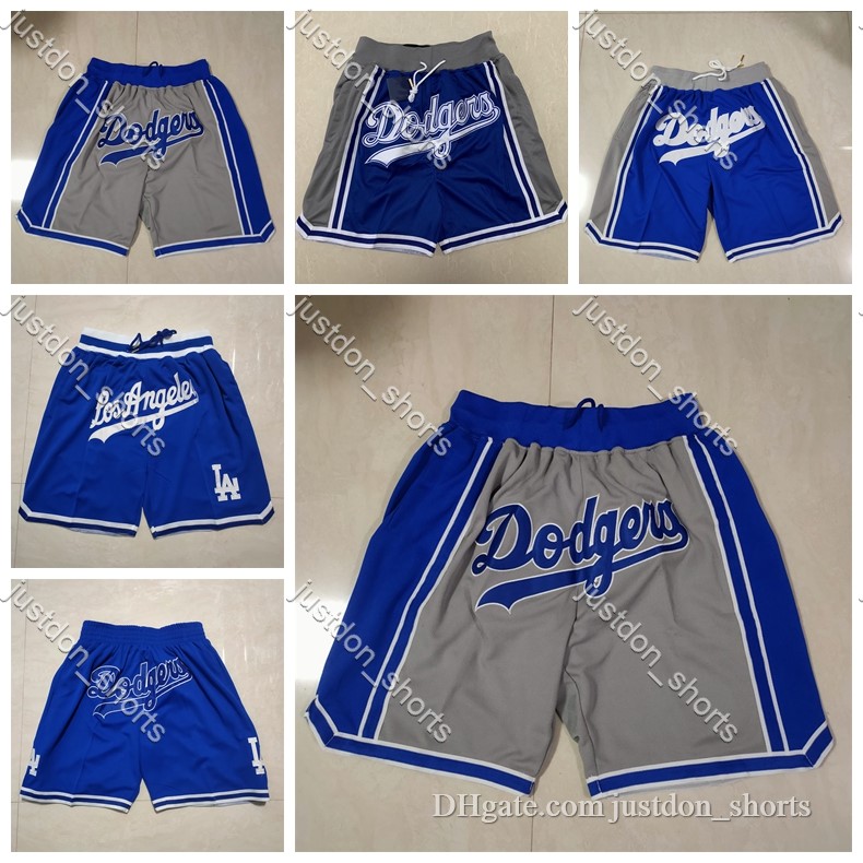 

Mens JUST DON Pockets Basketball Shorts Retro Stitched Mitchell & Ness The Dodgers Sweatpants Pants, Black;red