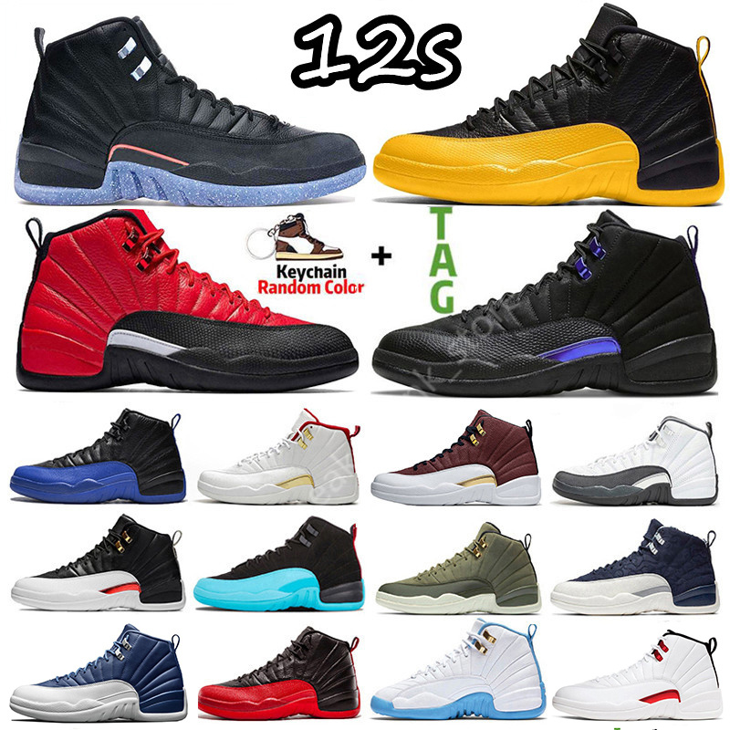 

2022 New 12 mens basketball shoes Stealth Hyper Royal University Blue Black Taxi 12s Dark Concord Flu Game University Gold Utility Royalty men sports sneakers, Black sock