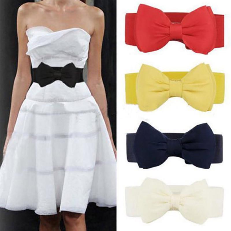 

Belts Wide Skirt Elastic Evening Dress Elegant Sweet Big Bow Belt Designer Women's Retro Fashion Lace Waist Cover, Black