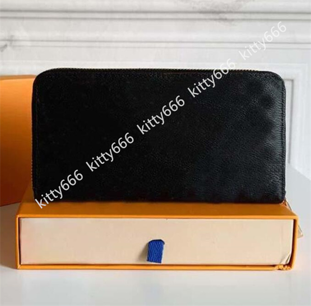 

Designer Zipper long wallets Leather classic handbags women credit card holder bags fashion wallet Purse With Gift box, Black and white flowers