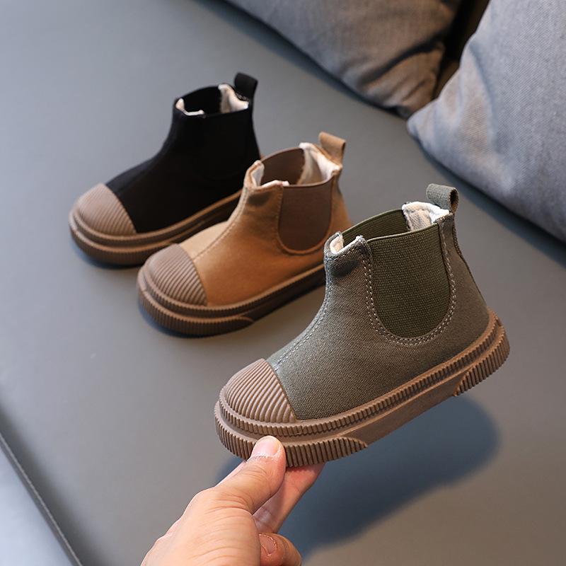 

Boots Children' Mid-cut Canvas Boys And Girls Casual Shoes, Biscuit Single Shoes, Black;grey