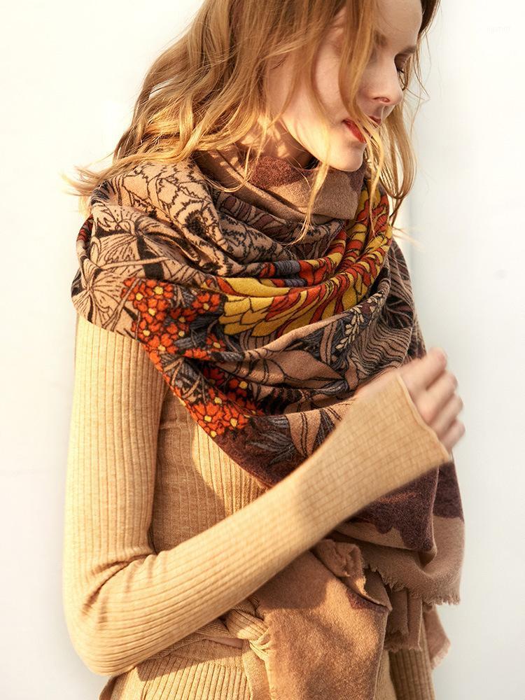 

Scarves 130*180cm Print Wool For Women Winter Warm Neck Head Shawls And Wraps Lady Pashmina Bandana, Blue;gray