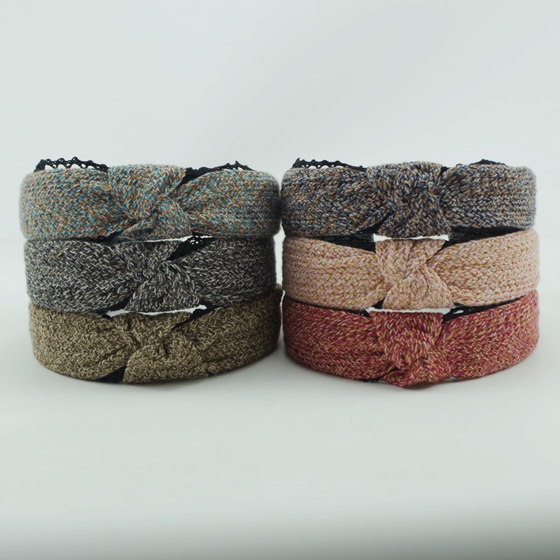 

Knitting Design Headbands Fashion Lace Patckwork Katyusha Female Bowknot Wool Hair Hoop Luxury Street Headdress Ladies