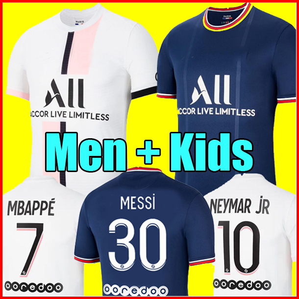 

MESSI MBAPPE HAKIMI SERGIO RAMOS WIJNALDUM soccer jersey 21 22 psg Maillots football shirt 2021 2022 MARQUINHOS men kids kits uniform enfants maillot de foot, 4th kids