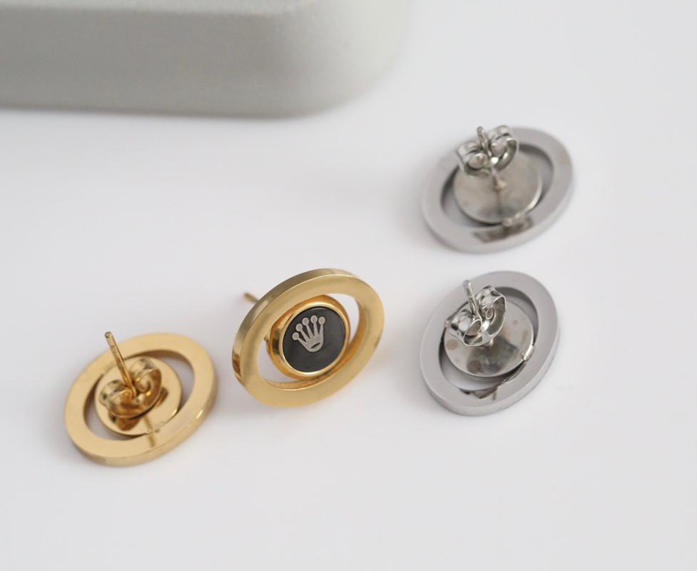 

Stud Fashion Style Gold Stainless Steel Crown Earrings Charm Plam For Women Wedding Jewelry, Golden;silver