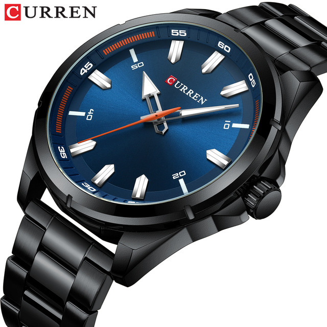 

CURREN brand men quartz watch mens fashion casual business wristwatches stainless steel waterproof male clock Relogio Masculino 210517, Silver black