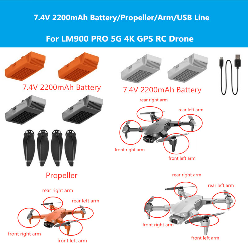 

2PCS Or 3PCS 7.4V 2200mAh Lithium Battery/Propeller/Arm Motor For LM900 PRO WIFI FPV RC Drone LM900PRO Accessories Main Blades