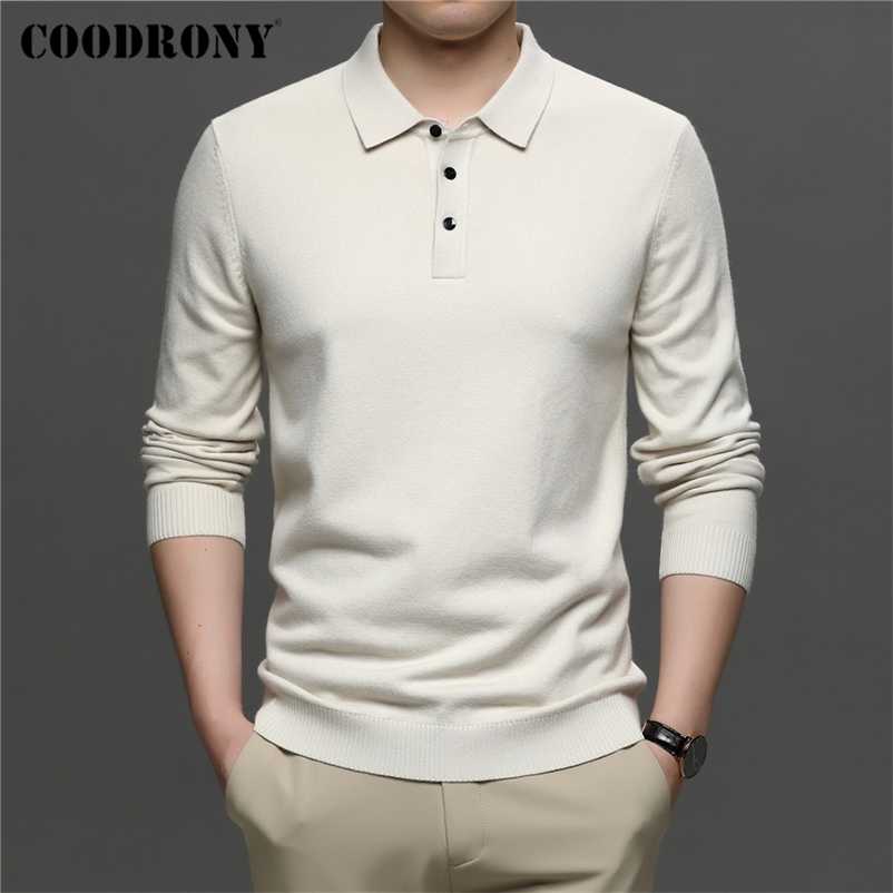 

COODRONY Brand Autumn Winter Arrivals Soft Knitwear Jerseys Pure Color Turn-down Collar Sweater Pullover Men Clothing C1314 211018, Xxl