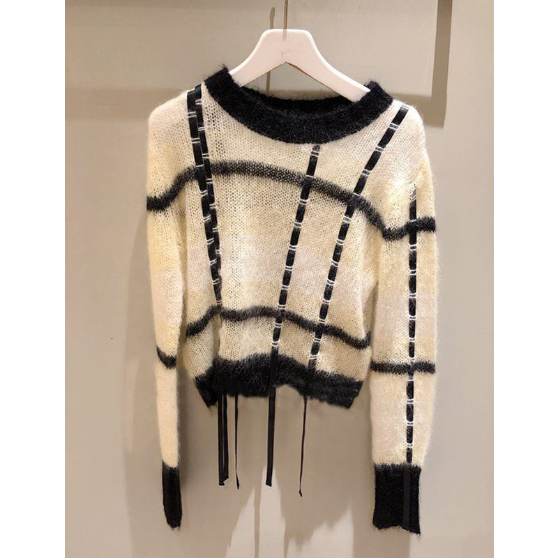 

women's sweaters suÃ©ter listrado feminino, pulÃ´ver de luxo com listras para outono e inverno lnkj, White;black