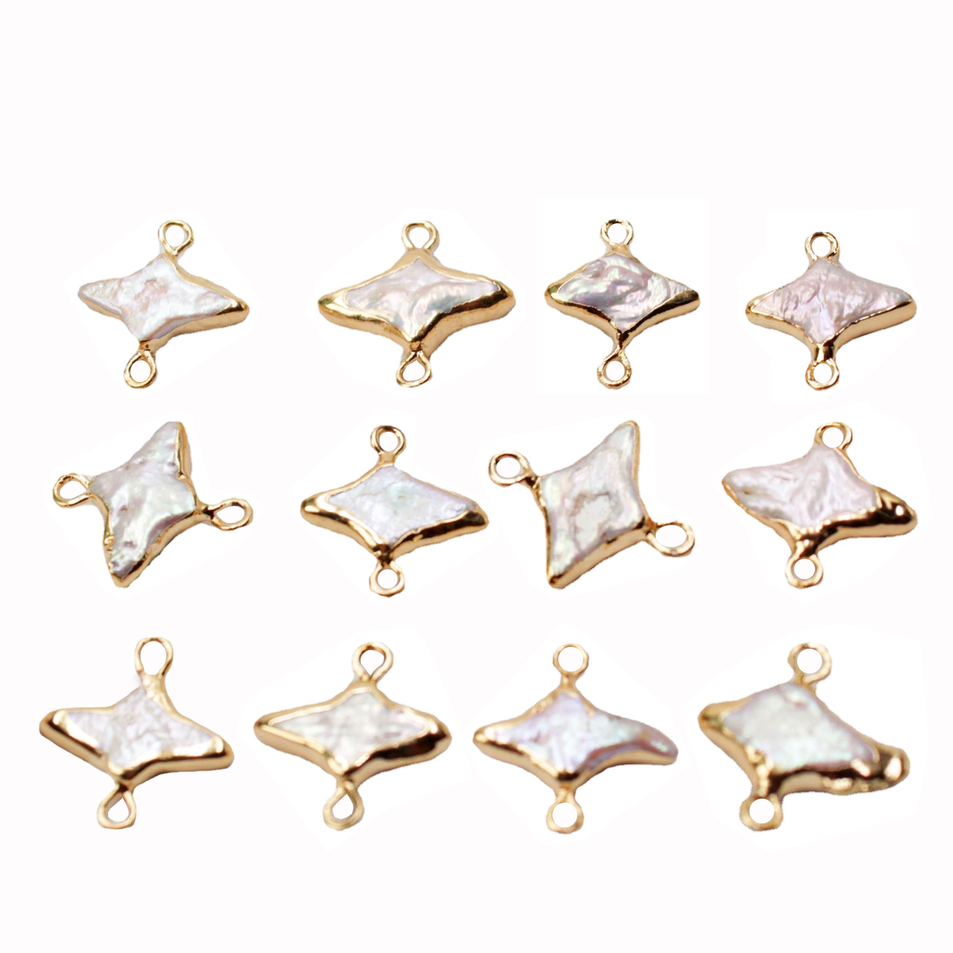 

Baroque gilt natural freshwater loose beads cross stars edging connector pearl bracelet earrings accessories