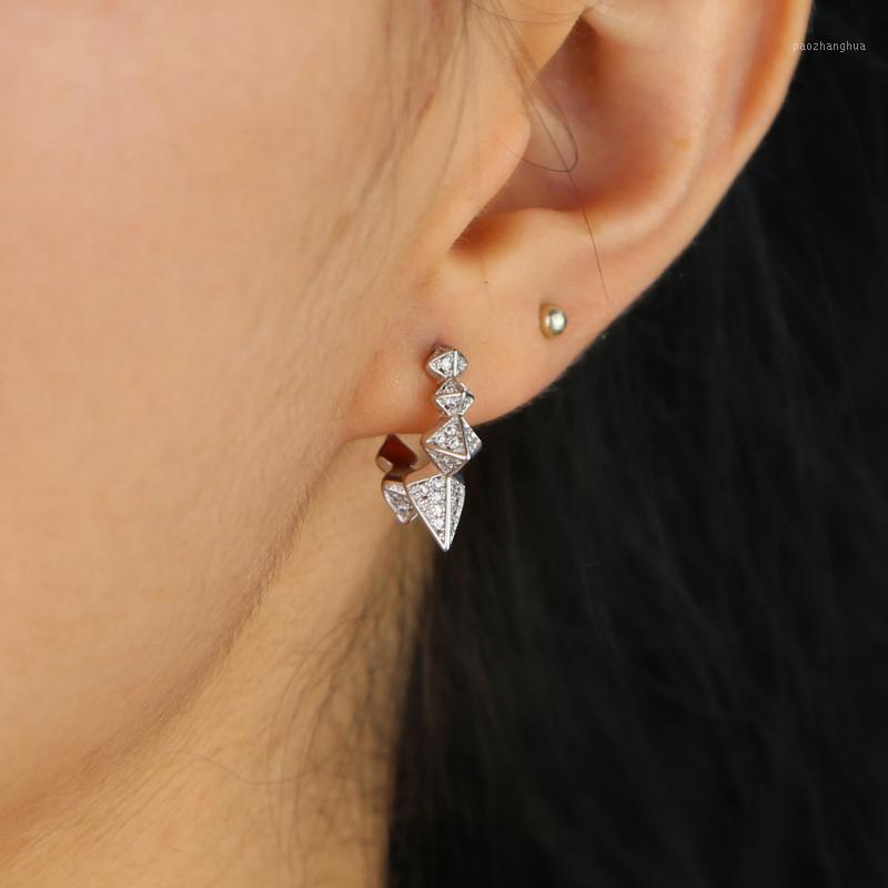 

Micro Pave Cz Women Earring Multi Piece Spikes Circle Trendy Jewelry Gold Silver Color Rock Punk Design Stud, Golden;silver