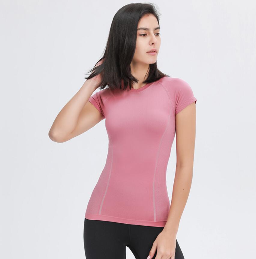 

all match L-82 yoga shirts tank tops Loose Bodybuilding T Shirt Women gym running fitness workout sport tee clothing, Pink