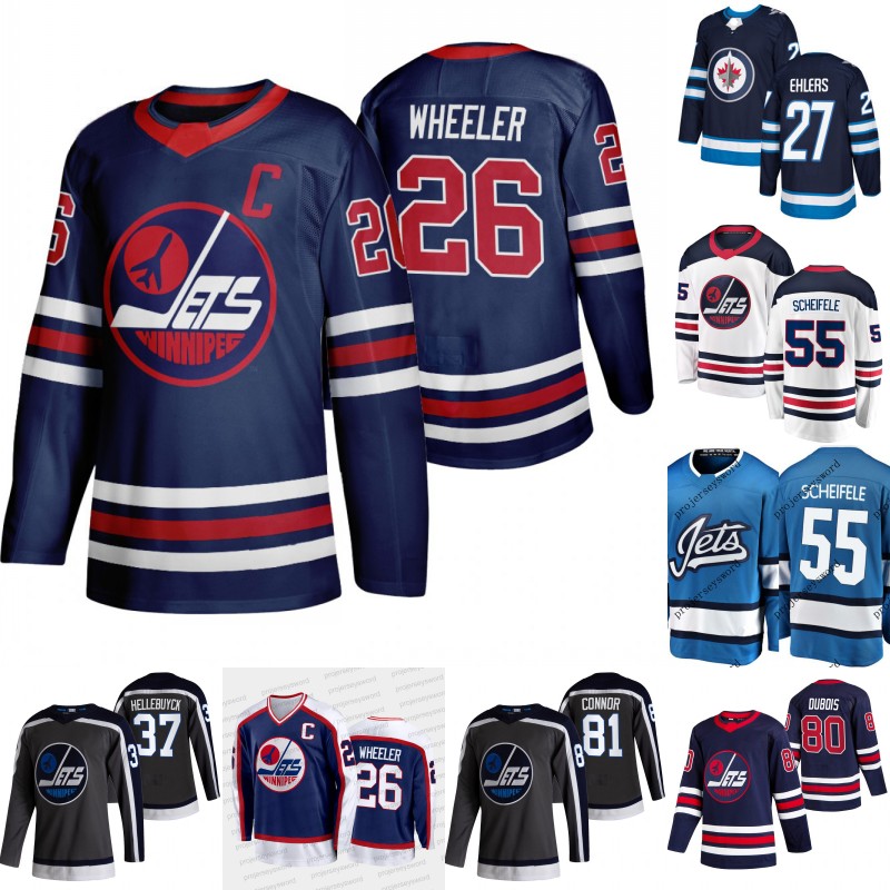 

#26 Blake Wheeler Jersey Connor Hellebuyck Nate Schmidt Nikolaj Ehlers Kyle Connor Mark Scheifele Pierre-Luc Dubois Andrew Copp Adam Lowry K, Black;red