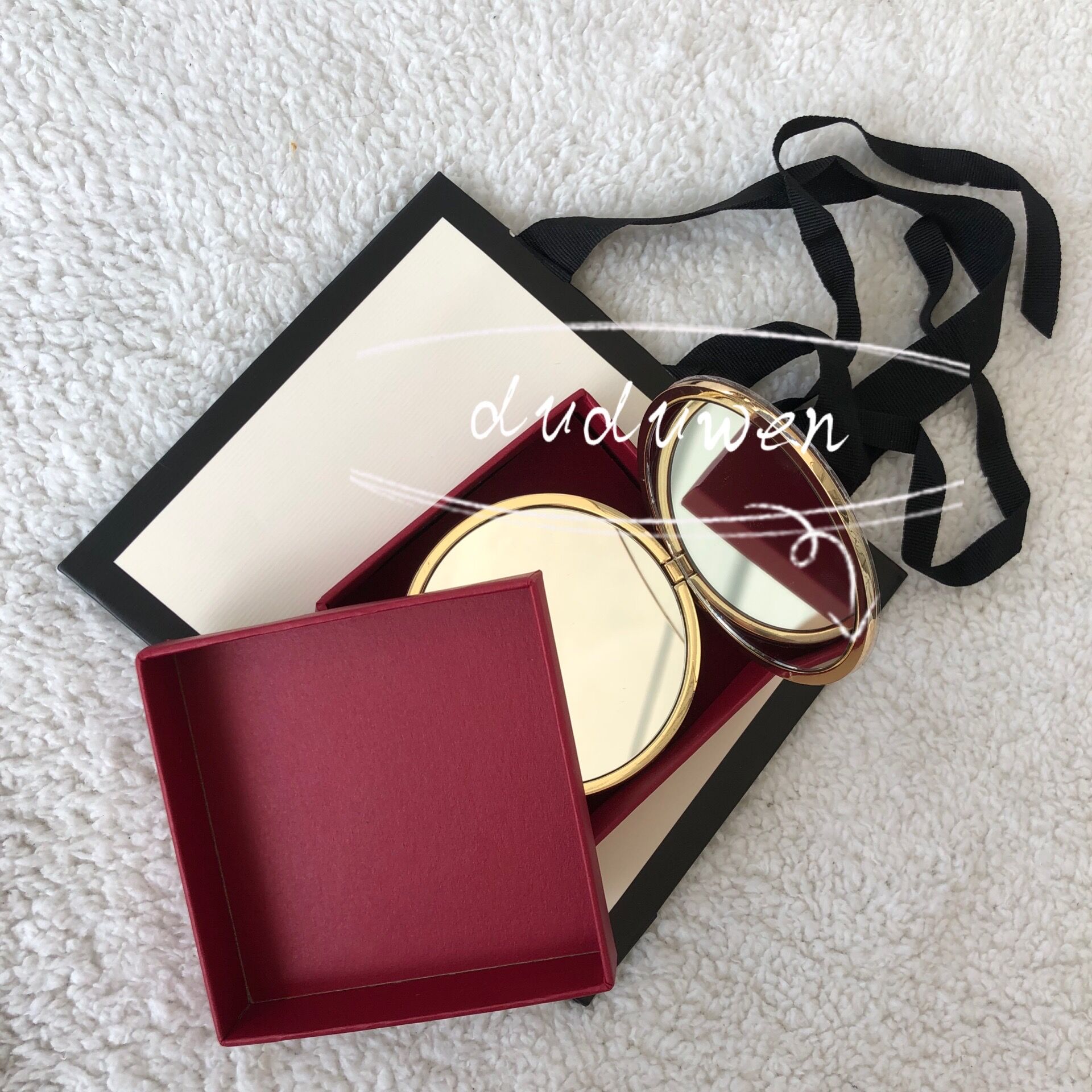 

collection boutique Makeup Mirror G Mark Vintage style double facettes fashion metal Cosmetics Tools with VIP Gift Box and handbag good quality