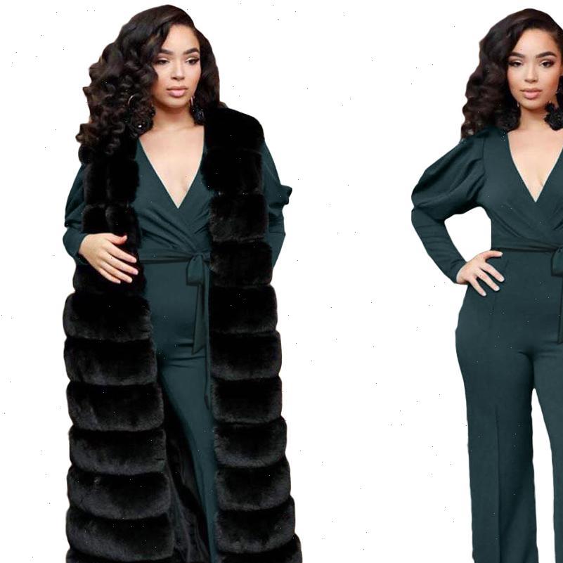 

office elegant wide leg autumn women rompers solid color belted waist v wear long pants aimee23, Black;white