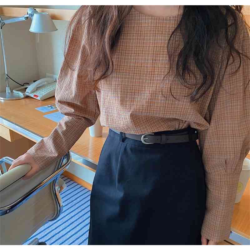 oversize Blouses spring Tops femme Casual Women shirt plaid long sleeve Cotton Girls Blouse Plus Size Blusas autumn 210417Z