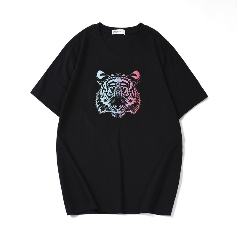 

t shirt men's printed short sleeve 2021 summer cotton loose round neck youth trend top, White;black