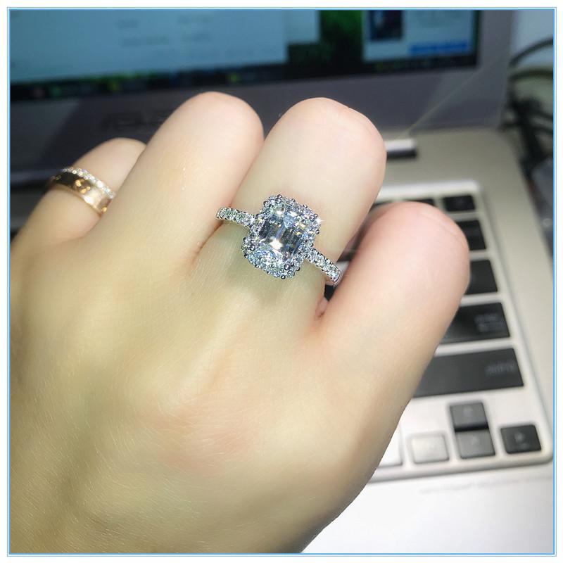 

Cluster Rings 14K White Color Ct Zircon Diamond Ring For Women Fine Anillos De Bizuteria Gemstone With Cushion Gold Jewelry, Golden;silver