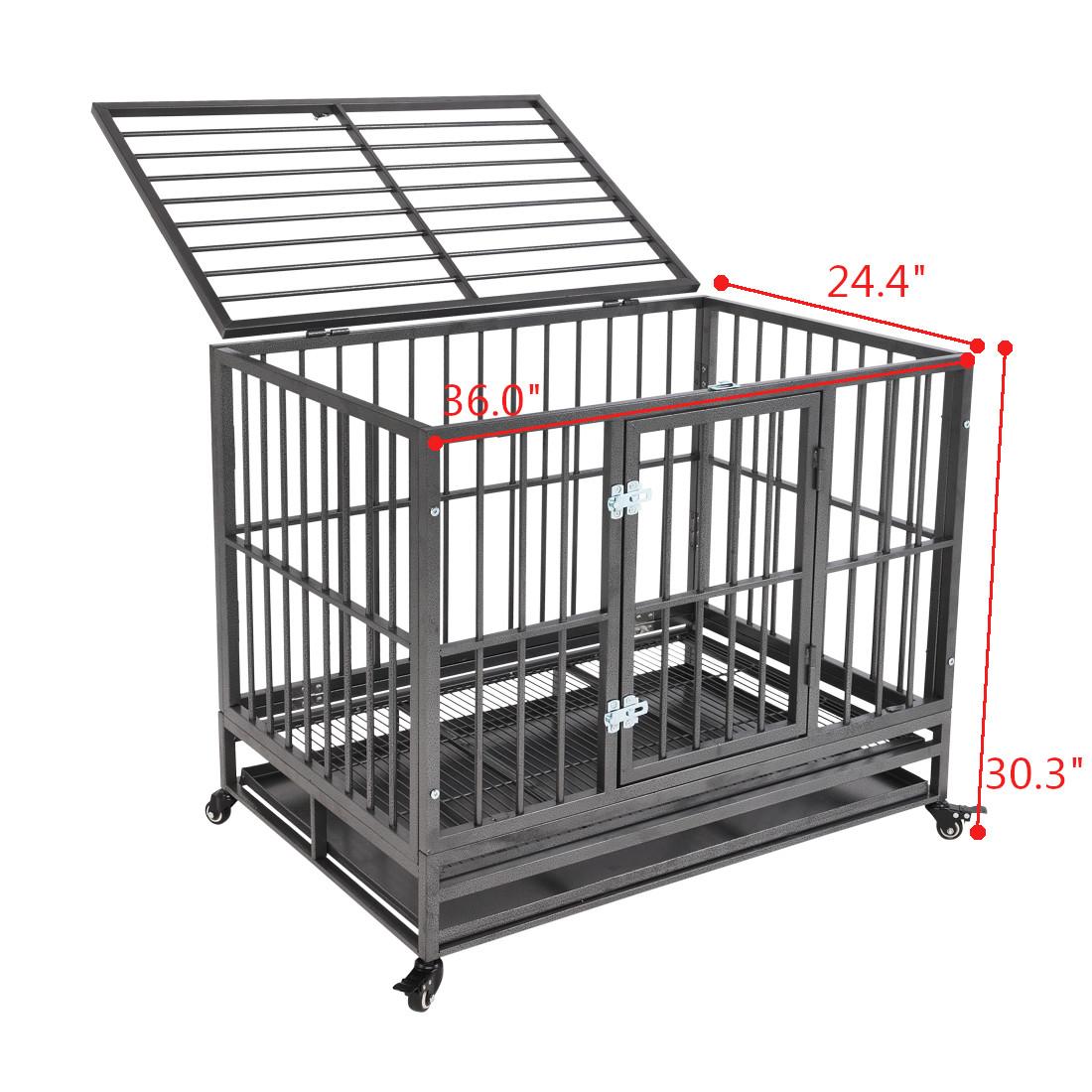 

Heavy Duty Dog Cage Crate Kennel Metal Pet Playpen Portable With Tray Silver