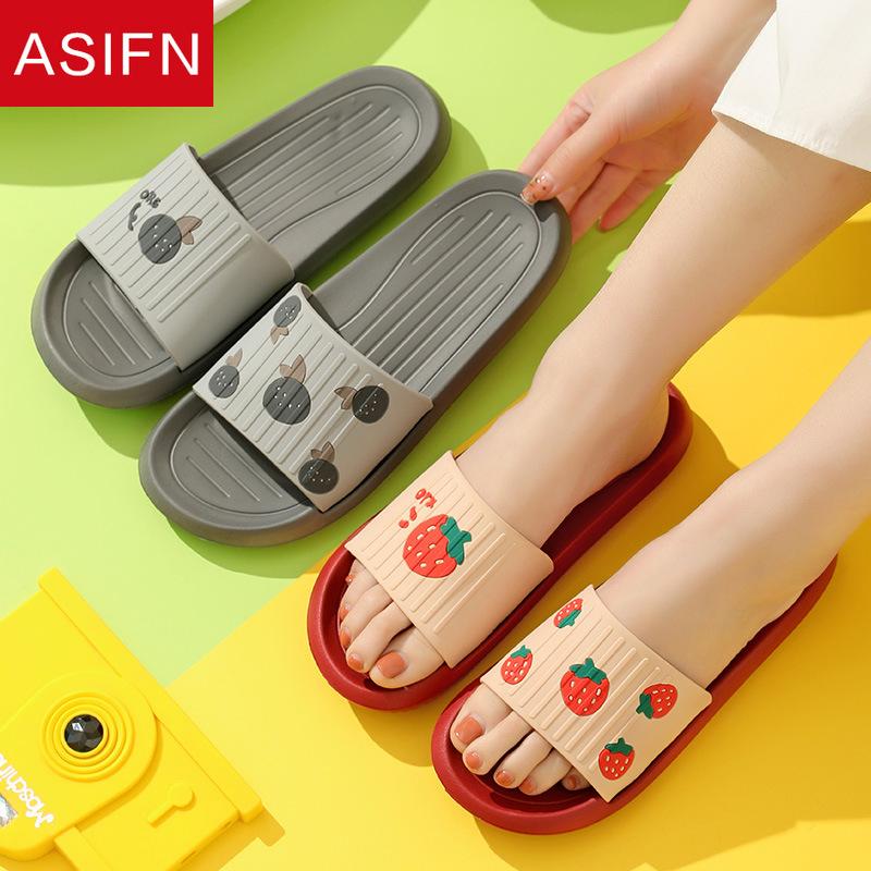 

Slippers ASIFN Cute Style Women Summer Cartoon Carrot Couple Home Bathing Non-slip Indoor Outdoor Flip Flop Platform, Black