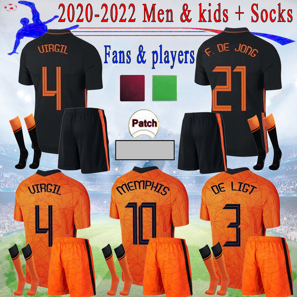 

21 22 MEMPHIS soccer jerseys DE JONG 2021 2022 Holland STROOTMAN VAN DIJK VIRGIL Player version football shirt Adult men + kids kit, 2021 home fans