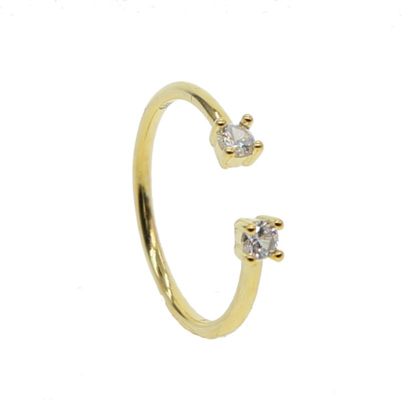 Cluster Rings 2021 Elegant 925 Sterling Silver Contracted For Women Minimal Design Two Cz Open Knuckle Drop 3 Color Party-image-706296618