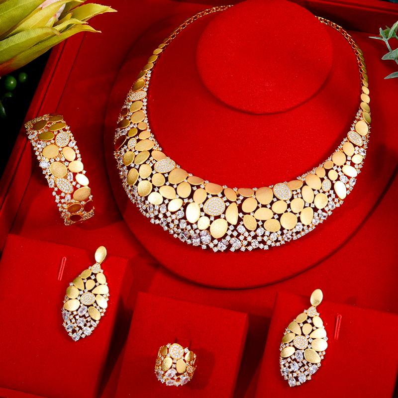 

Earrings & Necklace GODKI Bling Sequins Luxury Africa Dubai Jewelry Sets For Women Wedding Party Zircon Bridal Set Gift, Silver