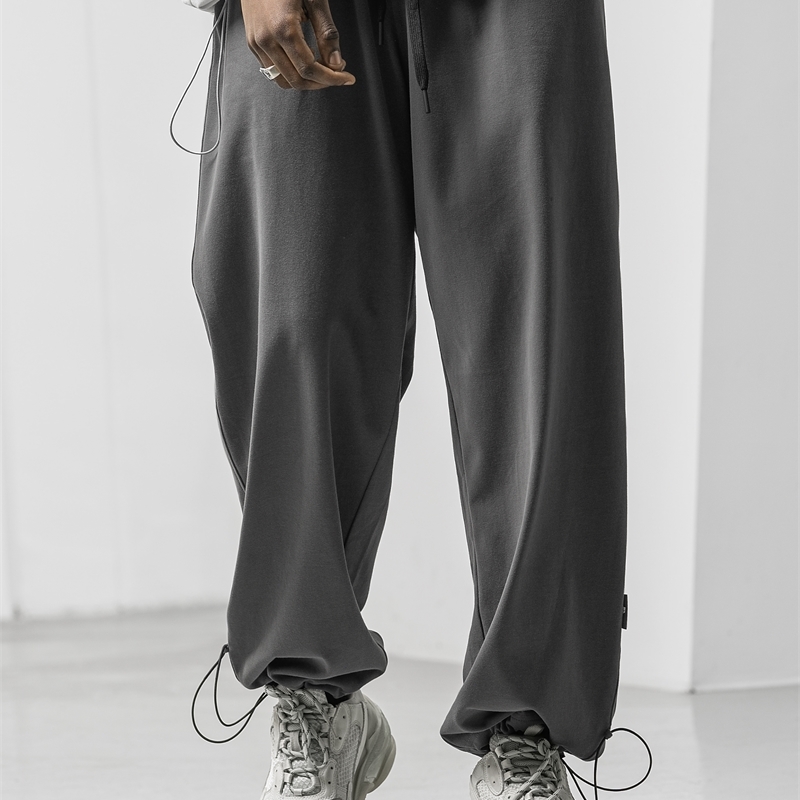 

Bodydream summer new trend loose casual straight drawstring cotton knitting versatile sports pants, Black