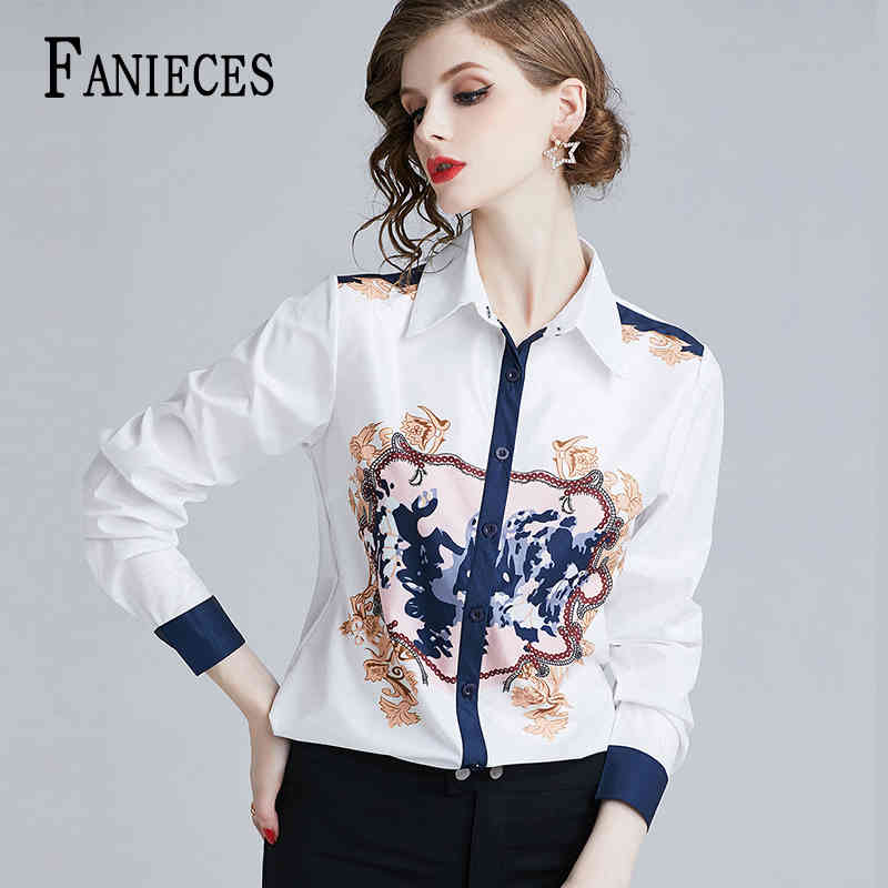 

Luxury Designer Runway Blouse Shirts Spring Summer autumn Women Fashion Vintage Shirt Office Ladies Elegant Tops streetwear 210520, Nrj2b10c-02u21n